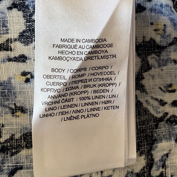 NWT POLO RALPH LAUREN BLUE MULTI FLORAL LINEN CUFFED DOLMAN SLEEVE BUTTON DOWN - Picture 14 of 15